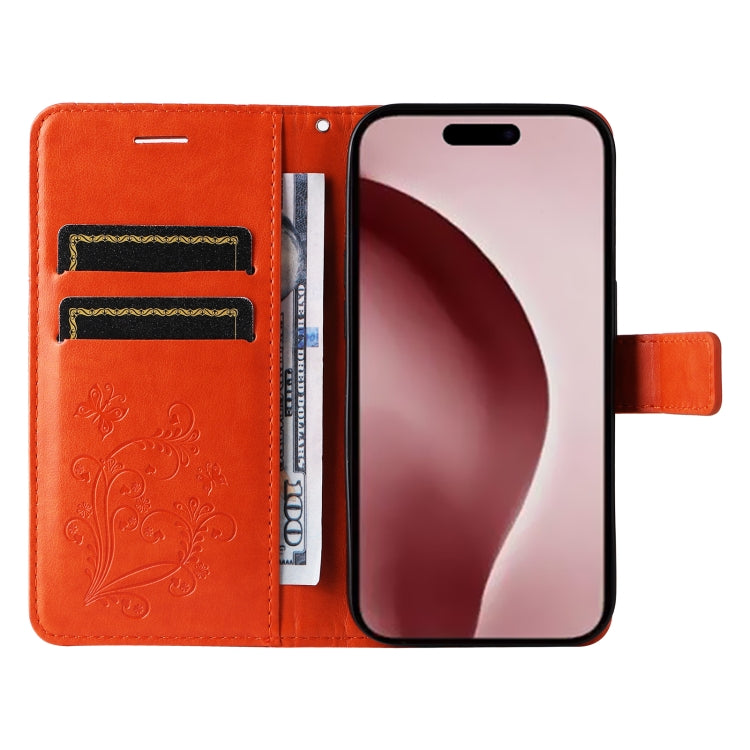 For iPhone 16 Pro 3D Butterfly Embossed Pattern Flip Leather Phone Case(Orange) - iPhone 16 Pro Cases by buy2fix | Online Shopping UK | buy2fix