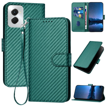 For Motorola Moto G Power 5G 2024 YX0070 Carbon Fiber Buckle Leather Phone Case with Lanyard(Dark Green) - Motorola Cases by buy2fix | Online Shopping UK | buy2fix