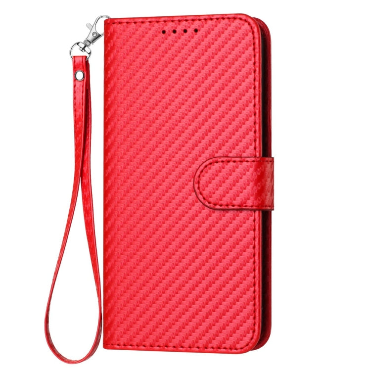 For Motorola Edge 5G 2024 YX0070 Carbon Fiber Buckle Leather Phone Case with Lanyard(Red) - Motorola Cases by buy2fix | Online Shopping UK | buy2fix