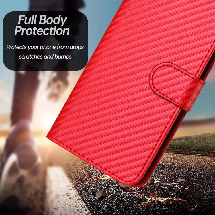 For Motorola Edge 5G 2024 YX0070 Carbon Fiber Buckle Leather Phone Case with Lanyard(Red) - Motorola Cases by buy2fix | Online Shopping UK | buy2fix