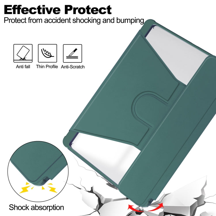 For iPad Pro 13 2024 Transparent Rotation Smart Leather Tablet Case(Dark Green) - iPad Pro 13 2024 Cases by buy2fix | Online Shopping UK | buy2fix