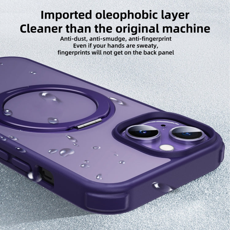 For iPhone 14 Plus MagSafe Holder PC Hybrid TPU Phone Case(Matte Purple) - iPhone 14 Plus Cases by buy2fix | Online Shopping UK | buy2fix