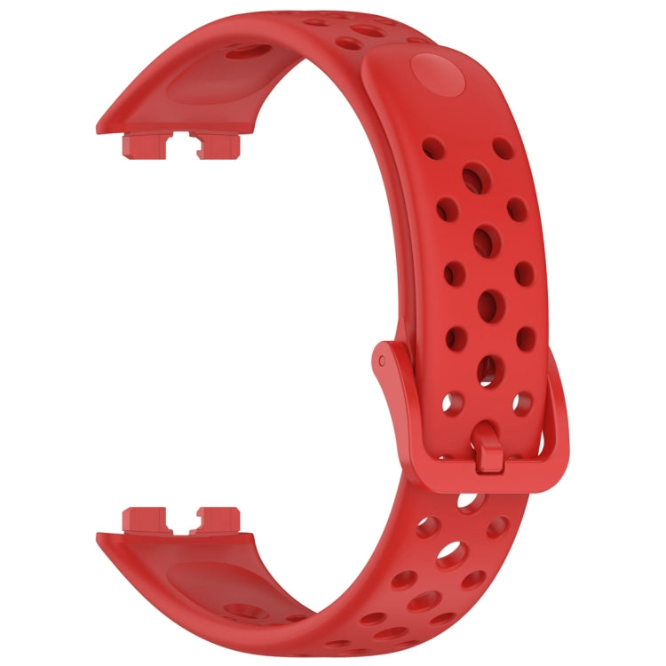 For Huawei Band 9 / 9 NFC / 8 / 8 NFC Round Hole Nail Button Silicone Watch Band(Red) - Watch Bands by buy2fix | Online Shopping UK | buy2fix