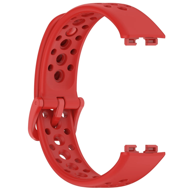 For Huawei Band 9 / 9 NFC / 8 / 8 NFC Round Hole Nail Button Silicone Watch Band(Red) - Watch Bands by buy2fix | Online Shopping UK | buy2fix