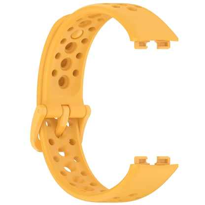 For Huawei Band 9 / 9 NFC / 8 / 8 NFC Round Hole Nail Button Silicone Watch Band(Yellow) - Watch Bands by buy2fix | Online Shopping UK | buy2fix