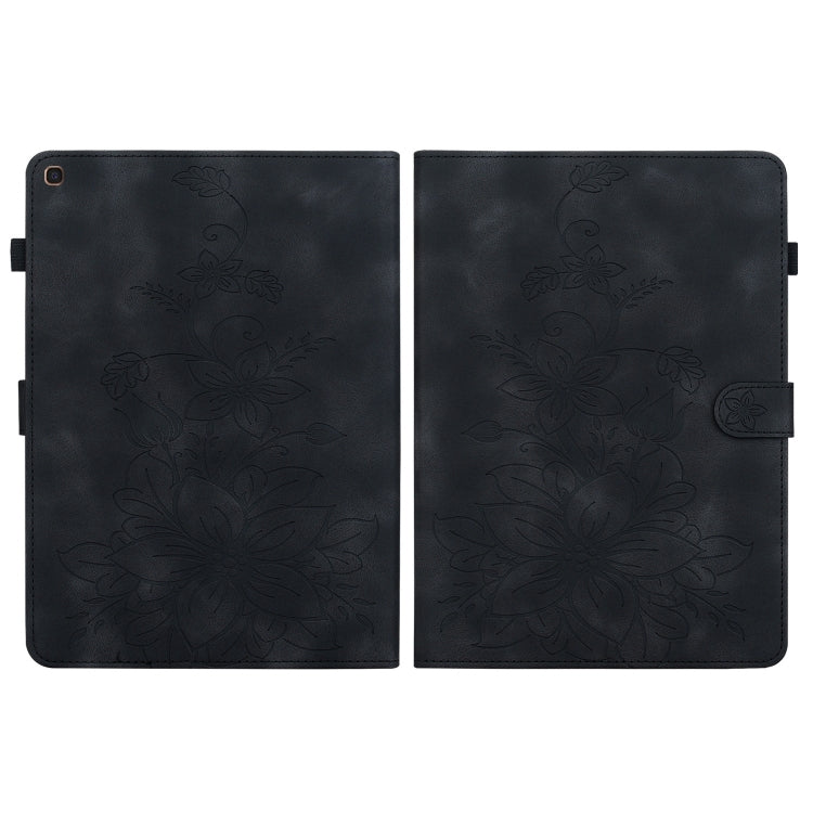 For Samsung Galaxy Tab A 10.1 2019 Lily Embossed Leather Tablet Case(Black) - Tab A 10.1 (2019) T510 / T515 by buy2fix | Online Shopping UK | buy2fix