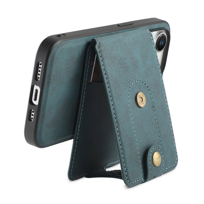 For iPhone 13 Pro Denior D14 NK Retro Pattern MagSafe Magnetic Card Holder Leather Phone Case(Blue) - iPhone 13 Pro Cases by Denior | Online Shopping UK | buy2fix