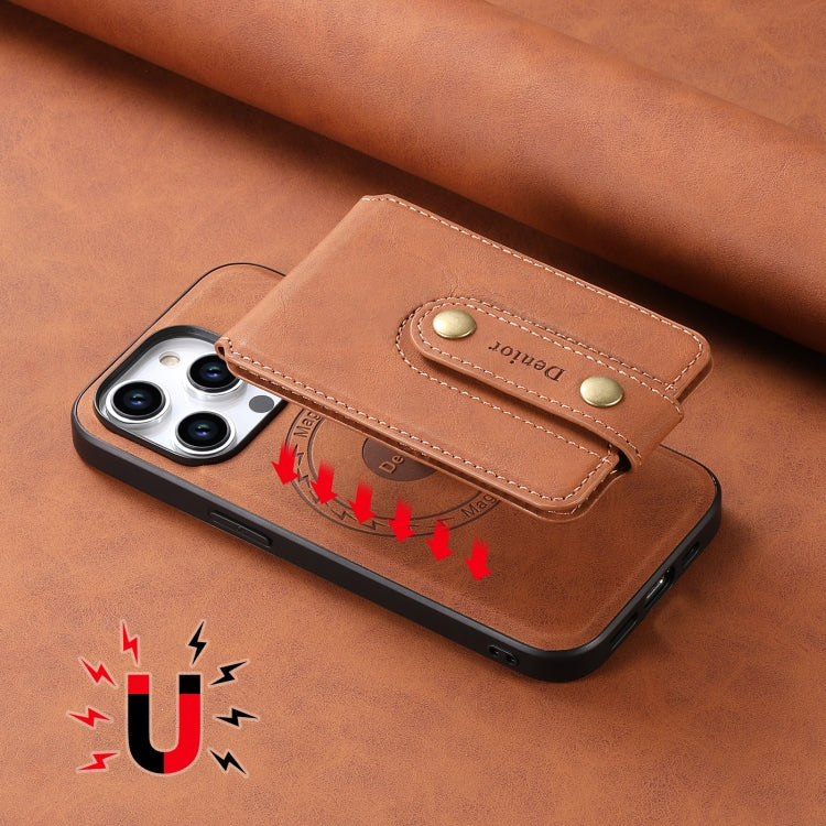 For iPhone 12/12 Pro Denior D14 NK Retro Pattern MagSafe Magnetic Card Holder Leather Phone Case(Brown) - iPhone 12 / 12 Pro Cases by Denior | Online Shopping UK | buy2fix