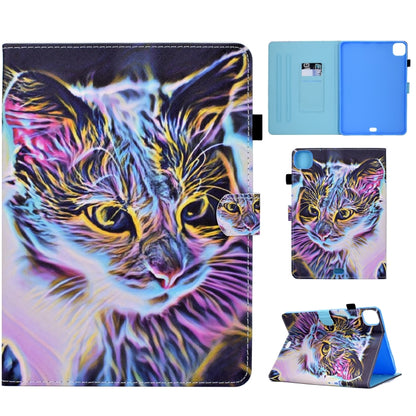 For iPad Pro 11 2024 Colored Drawing Sewing Smart Leather Tablet Case(Colorful Cat) - iPad Pro 11 2024 Cases by buy2fix | Online Shopping UK | buy2fix