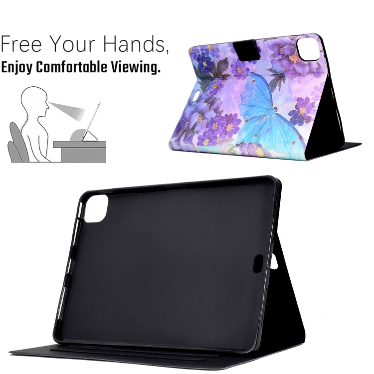 For iPad Pro 11 2024 Colored Drawing Smart Leather Tablet Case(Peony Butterfly) - iPad Pro 11 2024 Cases by buy2fix | Online Shopping UK | buy2fix