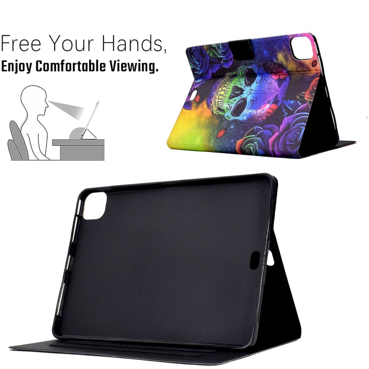 For iPad Pro 11 2024 Colored Drawing Smart Leather Tablet Case(Skull) - iPad Pro 11 2024 Cases by buy2fix | Online Shopping UK | buy2fix