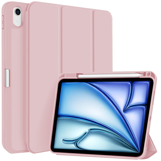 For iPad Air 11 2024 3-fold TPU Smart Leather Tablet Case with Pen Slot(Pink) - iPad Air 11 2024 Cases by buy2fix | Online Shopping UK | buy2fix