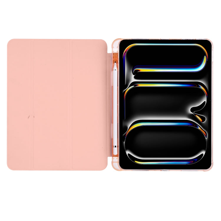 For iPad Pro 11 2024 3-fold TPU Leather Smart Tablet Case with Pen Slot(Pink) - iPad Pro 11 2024 Cases by buy2fix | Online Shopping UK | buy2fix