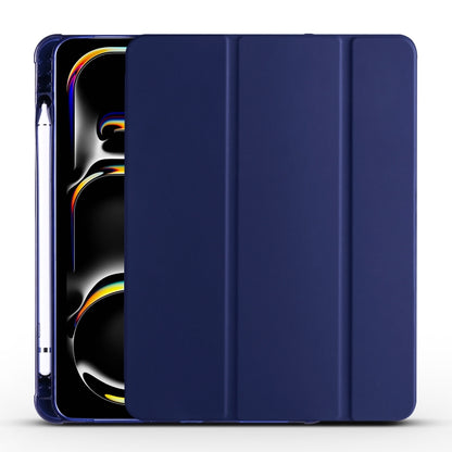 For iPad Pro 11 2024 3-fold TPU Leather Smart Tablet Case with Pen Slot(Dark Blue) - iPad Pro 11 2024 Cases by buy2fix | Online Shopping UK | buy2fix