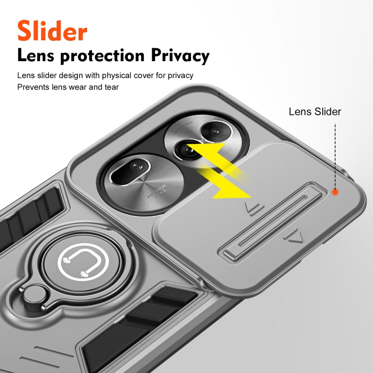 For OPPO Reno11 Pro Global Camshield Ring Holder Phone Case(Grey) - Reno11 Pro Cases by buy2fix | Online Shopping UK | buy2fix
