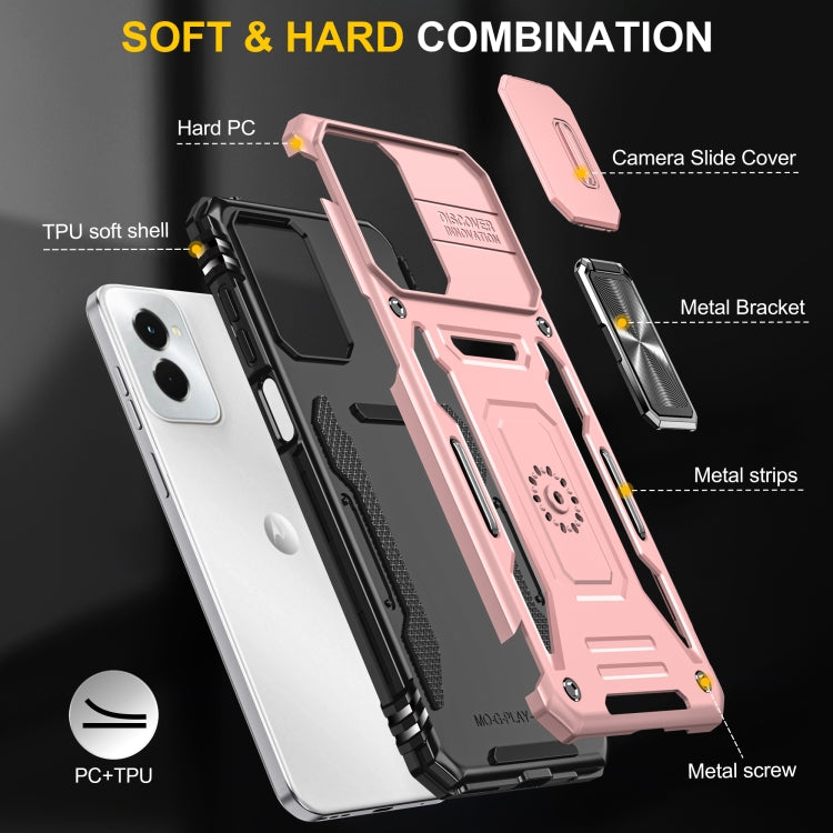 For Motorola Moto G Play 5G 2024 Armor PC + TPU Camera Shield Phone Case(Rose Gold) - Motorola Cases by buy2fix | Online Shopping UK | buy2fix