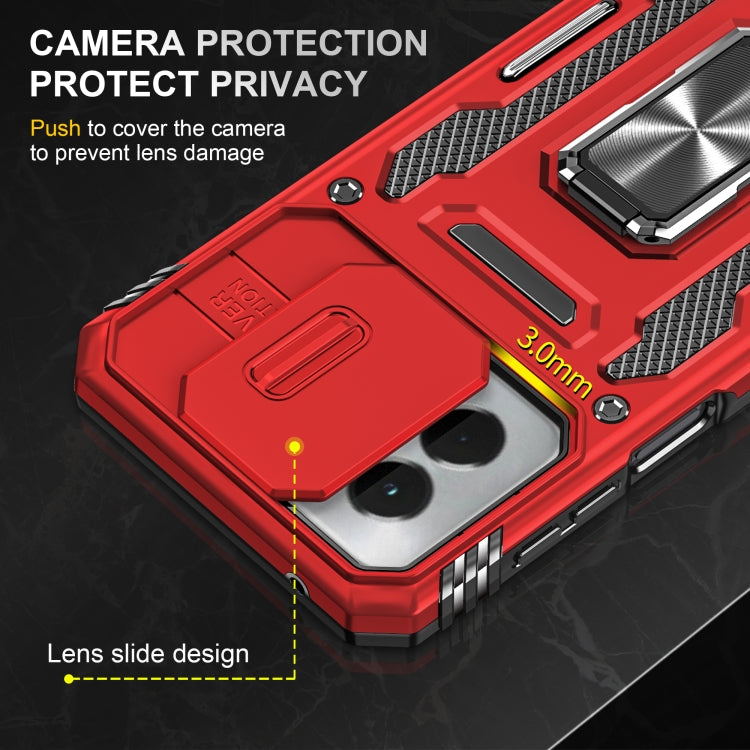 For Motorola Moto G Power 2024 Armor PC + TPU Camera Shield Phone Case(Red) - Motorola Cases by buy2fix | Online Shopping UK | buy2fix