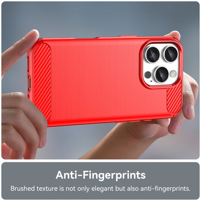 For iPhone 16 Pro Brushed Texture Carbon Fiber TPU Phone Case(Red) - iPhone 16 Pro Cases by buy2fix | Online Shopping UK | buy2fix