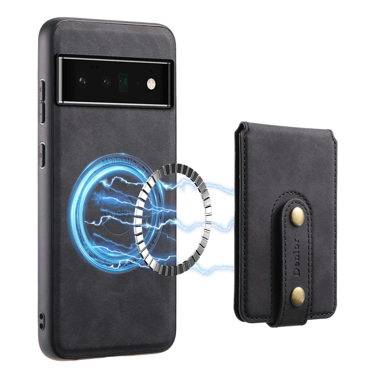 For Google Pixel 6 Pro Denior D14 NK Retro Pattern MagSafe Magnetic Card Holder Leather Phone Case(Black) - Google Cases by Denior | Online Shopping UK | buy2fix
