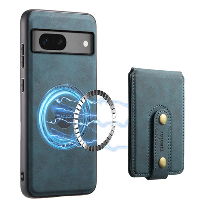 For Google Pixel 7 5G Denior D14 NK Retro Pattern MagSafe Magnetic Card Holder Leather Phone Case(Blue) - Google Cases by Denior | Online Shopping UK | buy2fix