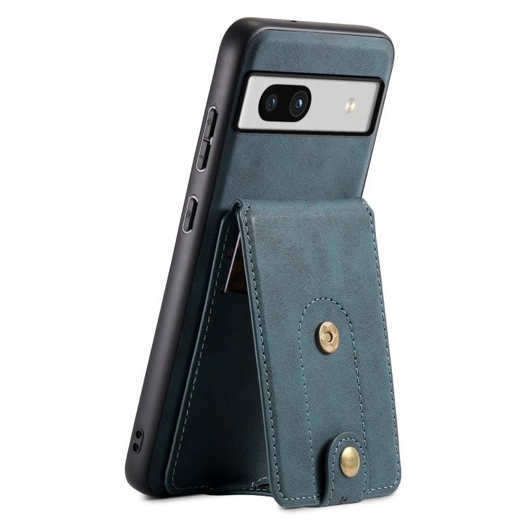 For Google Pixel 7a Denior D14 NK Retro Pattern MagSafe Magnetic Card Holder Leather Phone Case(Blue) - Google Cases by Denior | Online Shopping UK | buy2fix