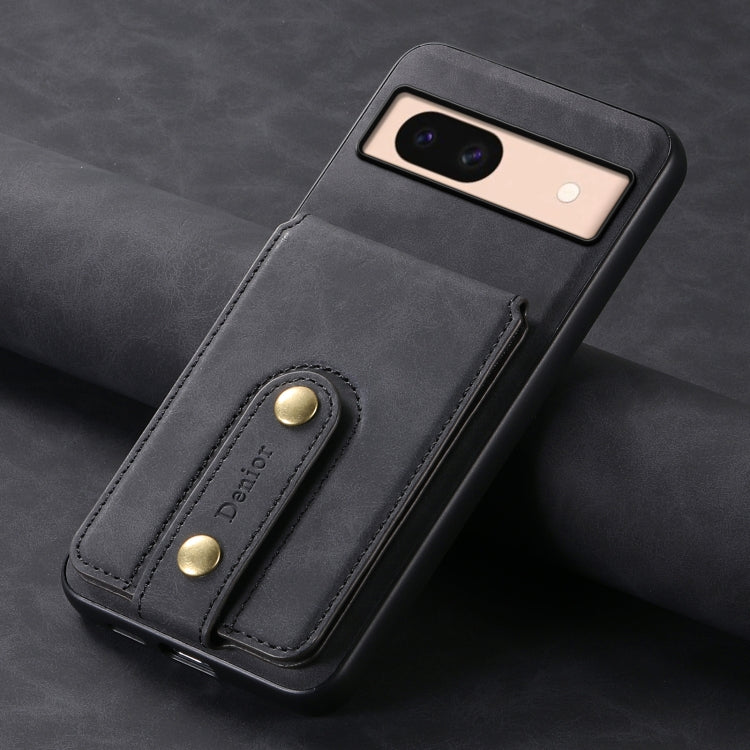 For Google Pixel 8a Denior D14 NK Retro Pattern MagSafe Magnetic Card Holder Leather Phone Case(Black) - Google Cases by Denior | Online Shopping UK | buy2fix