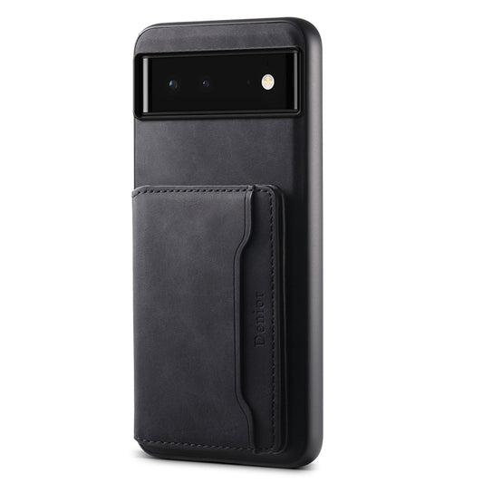For Google Pixel 6 Denior D13 Retro Texture Leather MagSafe Card Bag Phone Case(Black) - Google Cases by Denior | Online Shopping UK | buy2fix