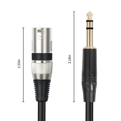 TC145BK55 6.35mm 1/4 TRS Male to XLR 3pin Male Microphone Cable, Length:2m(Black) - Microphone Audio Cable & Connector by buy2fix | Online Shopping UK | buy2fix