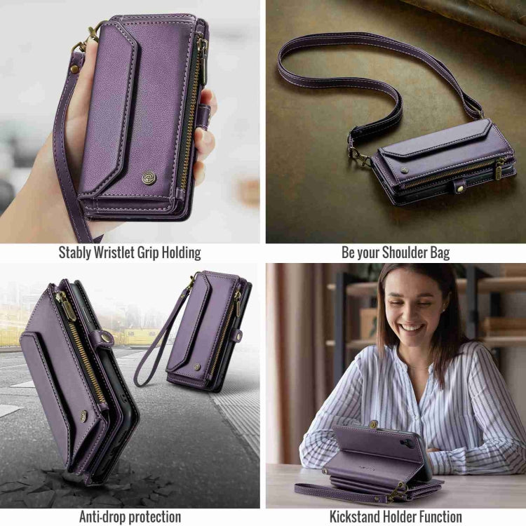 For iPhone XR CaseMe C36 Card Slots Zipper Wallet RFID Anti-theft Leather Phone Case(Purple) - More iPhone Cases by CaseMe | Online Shopping UK | buy2fix