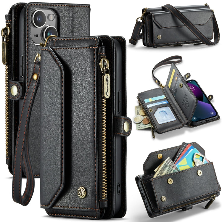 For iPhone 13 CaseMe C36 Card Slots Zipper Wallet RFID Anti-theft Leather Phone Case(Black) - iPhone 13 Cases by CaseMe | Online Shopping UK | buy2fix