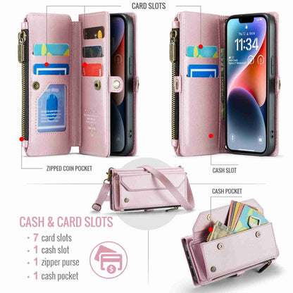 For iPhone 14 Plus CaseMe C36 Card Slots Zipper Wallet RFID Anti-theft Leather Phone Case(Pink) - iPhone 14 Plus Cases by CaseMe | Online Shopping UK | buy2fix