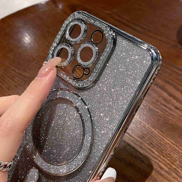 For iPhone 13 Pro Max Diamond Gradient Glitter Plated MagSafe Phone Case(Black) - iPhone 13 Pro Max Cases by buy2fix | Online Shopping UK | buy2fix