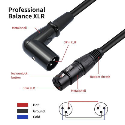 XK042L XLR 3pin Straight Female to Elbow Male Audio Cable, Length:5m(Black) - Microphone Audio Cable & Connector by buy2fix | Online Shopping UK | buy2fix