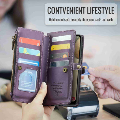 For Samsung Galaxy A12 5G CaseMe C36 Card Slots Zipper Wallet RFID Anti-theft Leather Phone Case(Purple) - Galaxy Phone Cases by CaseMe | Online Shopping UK | buy2fix