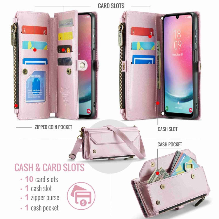 For Samsung Galaxy A24 CaseMe C36 Card Slots Zipper Wallet RFID Anti-theft Leather Phone Case(Pink) - Galaxy Phone Cases by CaseMe | Online Shopping UK | buy2fix