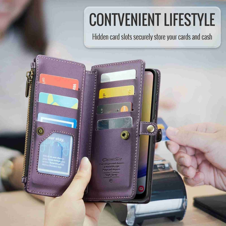 For Samsung Galaxy A25 CaseMe C36 Card Slots Zipper Wallet RFID Anti-theft Leather Phone Case(Purple) - Galaxy Phone Cases by CaseMe | Online Shopping UK | buy2fix