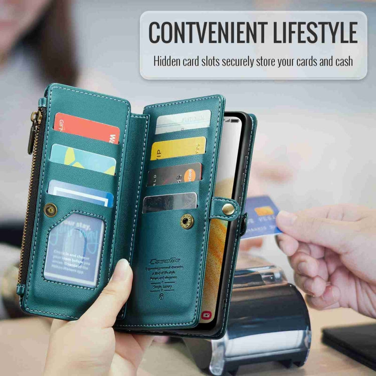 For Samsung Galaxy A33 5G CaseMe C36 Card Slots Zipper Wallet RFID Anti-theft Leather Phone Case(Blue-green) - Galaxy Phone Cases by CaseMe | Online Shopping UK | buy2fix