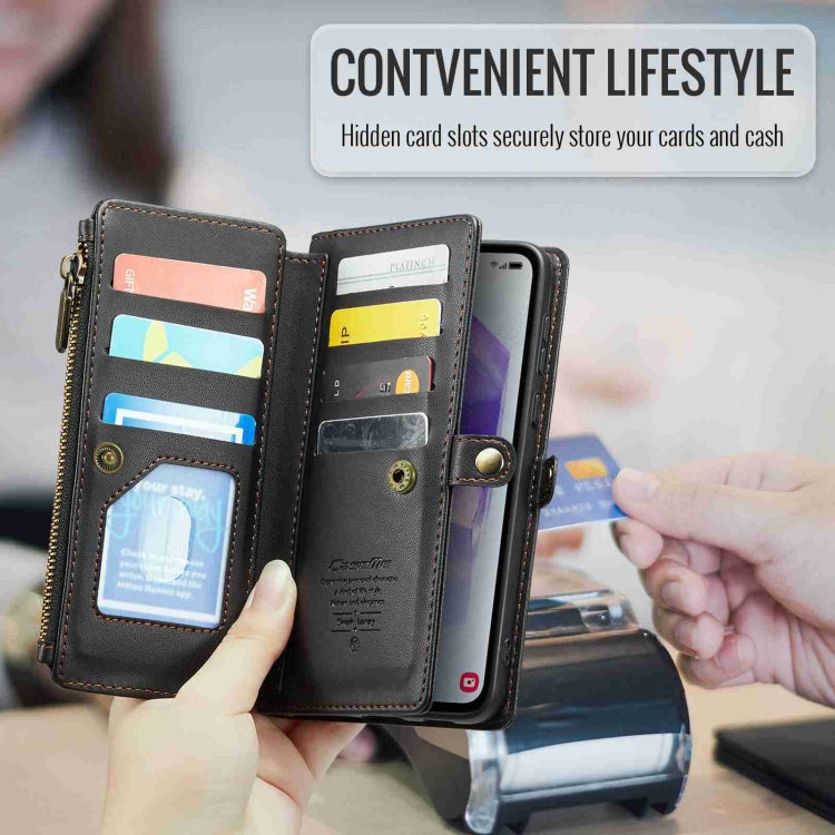 For Samsung Galaxy A55 5G CaseMe C36 Card Slots Zipper Wallet RFID Anti-theft Leather Phone Case(Black) - Galaxy Phone Cases by CaseMe | Online Shopping UK | buy2fix