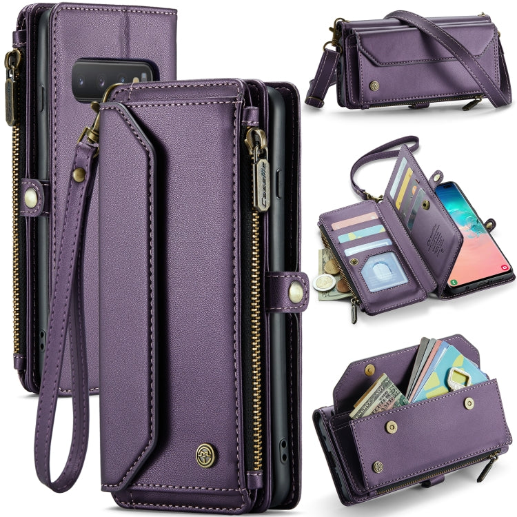 For Samsung Galaxy S10+ CaseMe C36 Card Slots Zipper Wallet RFID Anti-theft Leather Phone Case(Purple) - Galaxy Phone Cases by CaseMe | Online Shopping UK | buy2fix