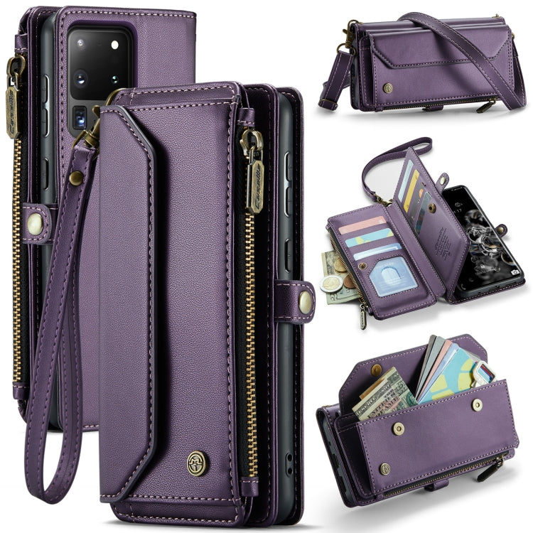 For Samsung Galaxy S20 Ultra CaseMe C36 Card Slots Zipper Wallet RFID Anti-theft Leather Phone Case(Purple) - Galaxy Phone Cases by CaseMe | Online Shopping UK | buy2fix