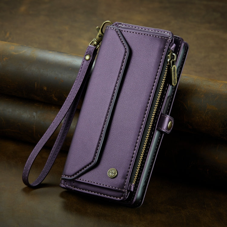 For Samsung Galaxy S21 FE 5G CaseMe C36 Card Slots Zipper Wallet RFID Anti-theft Leather Phone Case(Purple) - Galaxy Phone Cases by CaseMe | Online Shopping UK | buy2fix