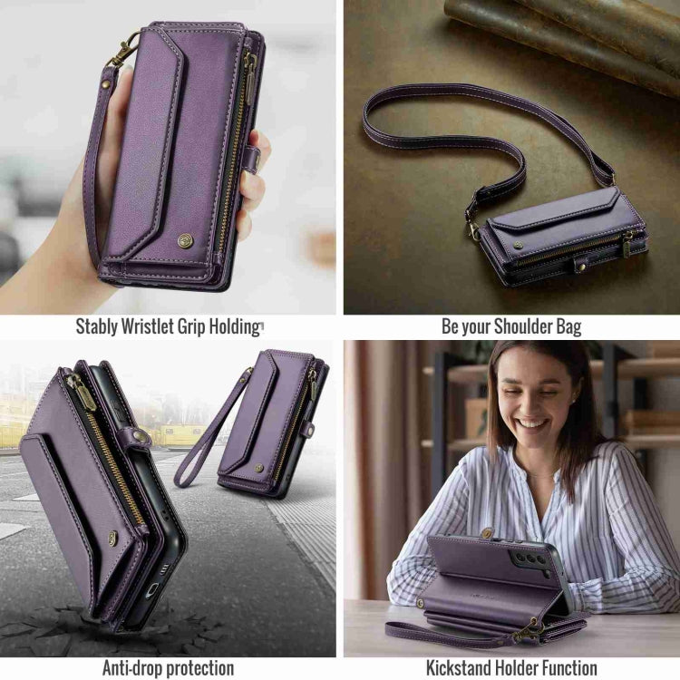 For Samsung Galaxy S22+ 5G CaseMe C36 Card Slots Zipper Wallet RFID Anti-theft Leather Phone Case(Purple) - Galaxy S22+ 5G Cases by CaseMe | Online Shopping UK | buy2fix