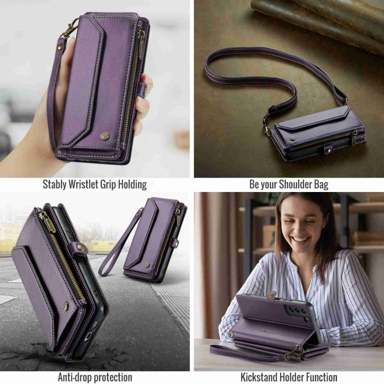 For Samsung Galaxy S22 5G CaseMe C36 Card Slots Zipper Wallet RFID Anti-theft Leather Phone Case(Purple) - Galaxy S22 5G Cases by CaseMe | Online Shopping UK | buy2fix