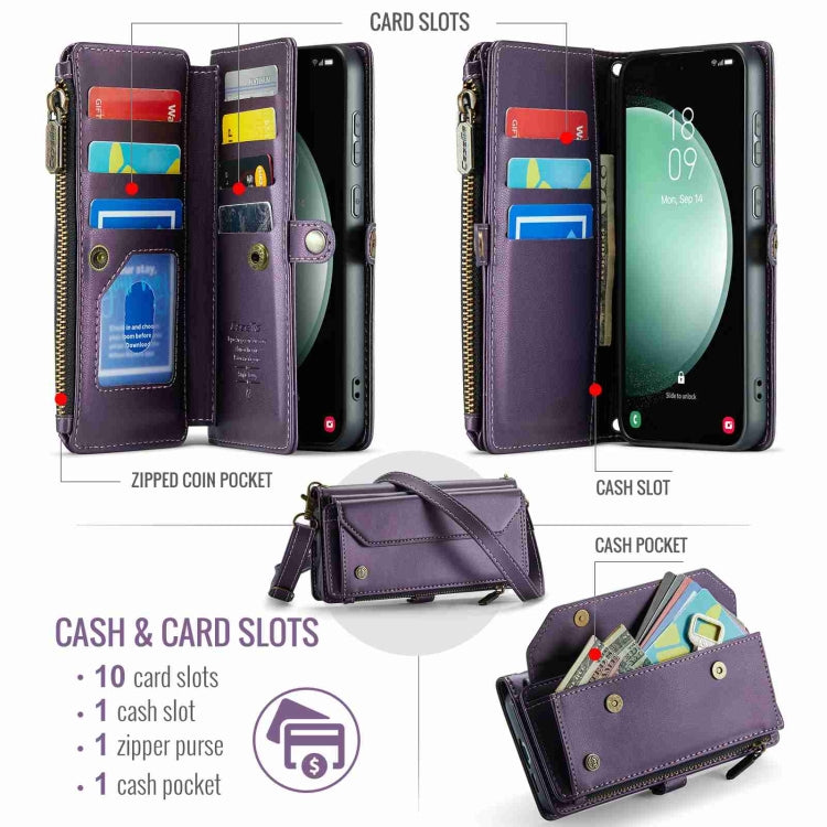 For Samsung Galaxy S23 FE 5G CaseMe C36 Card Slots Zipper Wallet RFID Anti-theft Leather Phone Case(Purple) - Galaxy S23 FE 5G Cases by CaseMe | Online Shopping UK | buy2fix