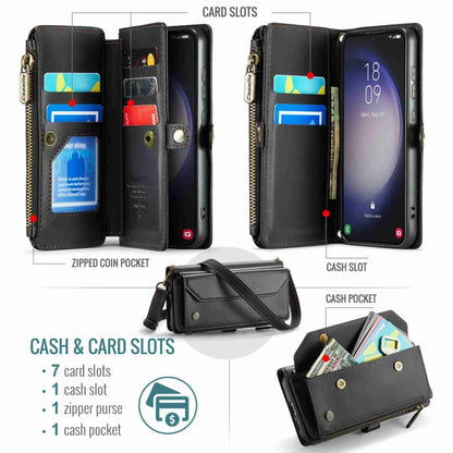 For Samsung Galaxy S23 5G CaseMe C36 Card Slots Zipper Wallet RFID Anti-theft Leather Phone Case(Black) - Galaxy S23 5G Cases by CaseMe | Online Shopping UK | buy2fix