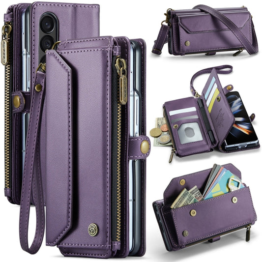 For Samsung Galaxy Z Fold4 CaseMe C36 Card Slots Zipper Wallet RFID Anti-theft Leather Phone Case(Purple) - Galaxy Z Fold4 5G Cases by CaseMe | Online Shopping UK | buy2fix