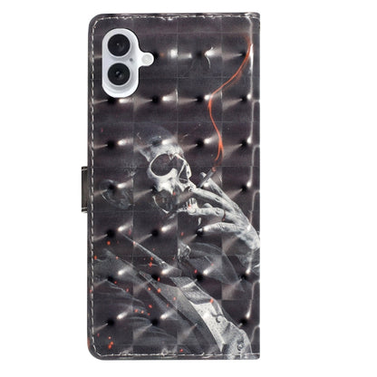 For iPhone 16 3D Pattern Leather Phone Case(Skull) - iPhone 16 Cases by buy2fix | Online Shopping UK | buy2fix