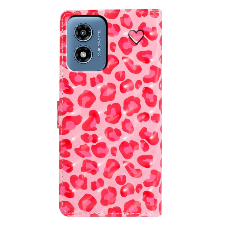 For Motorola Moto G Play 2024 3D Pattern Leather Phone Case(Pink Leopard Print) - Motorola Cases by buy2fix | Online Shopping UK | buy2fix