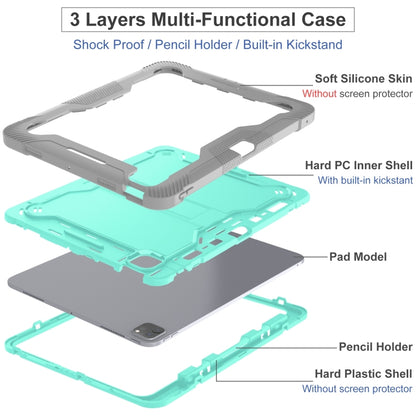 For iPad Pro 13 2024 Shockproof Silicone Hybrid PC Tablet Case with Holder(Mint Green + Grey) - iPad Pro 13 2024 Cases by buy2fix | Online Shopping UK | buy2fix