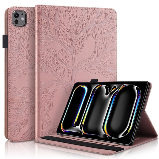 For iPad Pro 13 2024 Tree Life Series Embossed Smart Leather Tablet Case(Rose Gold) - iPad Pro 13 2024 Cases by buy2fix | Online Shopping UK | buy2fix